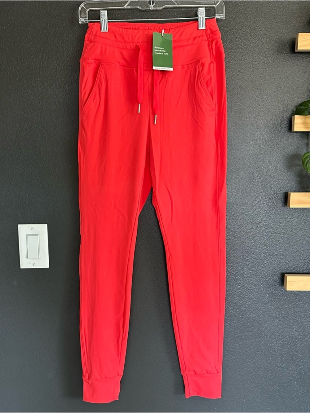 Halara SoftlyZero Plush High Waisted Joggers Red Drawstring Pocket Pants S - Picture 3 of 9
